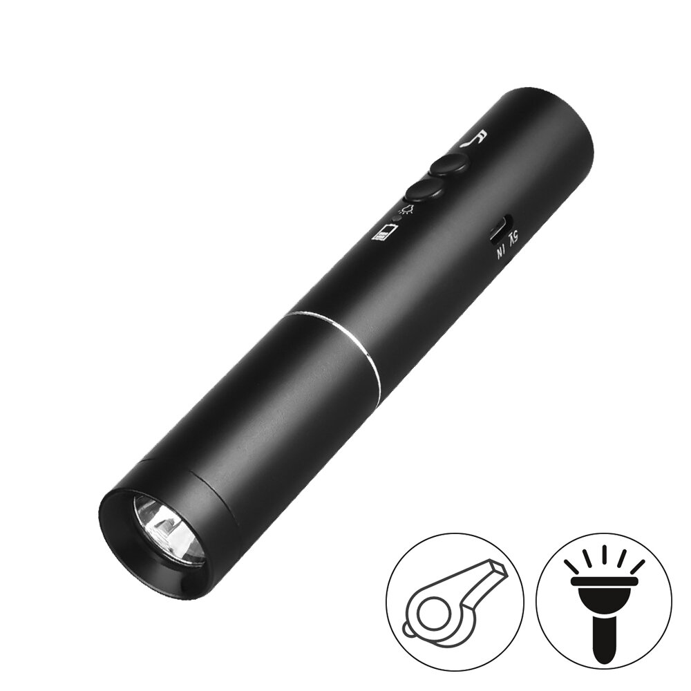 IPRee® 2-in-1 Electronic Flashlight Whistle 2 Modes 120dB Whistle 2 Modes Tactical Torch USB Rechargeable for Outdoor Camping Boating Climbing