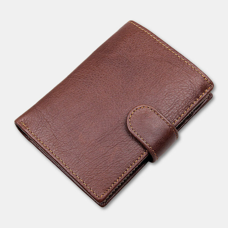 

Men Short RFID Anti-magnetic Genuine Leather Wallet Vintage 11 Card Slot Card Case Driver's License Wallet