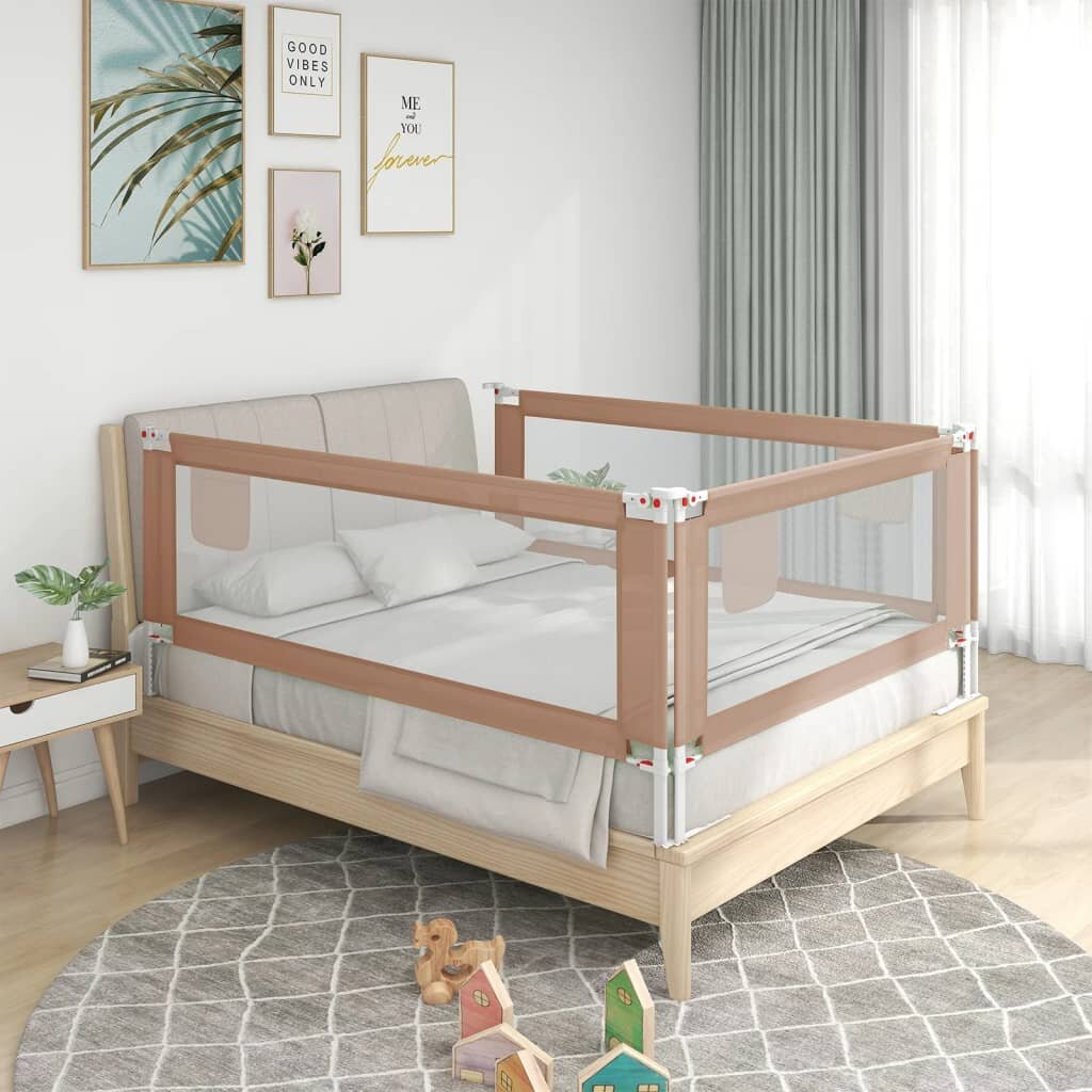 [EU Direct] vidaxl 10217 Toddler Safety Bed Rail Taupe 100x25 cm Fabric Polyester Children's Bed Barrier Fence Foldable