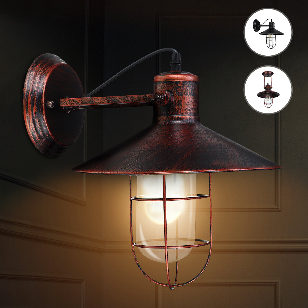 110-240V E27 Wall Lights Industrial Sconce Lamps 240? Adjustable Angle Vintage Art Decoration