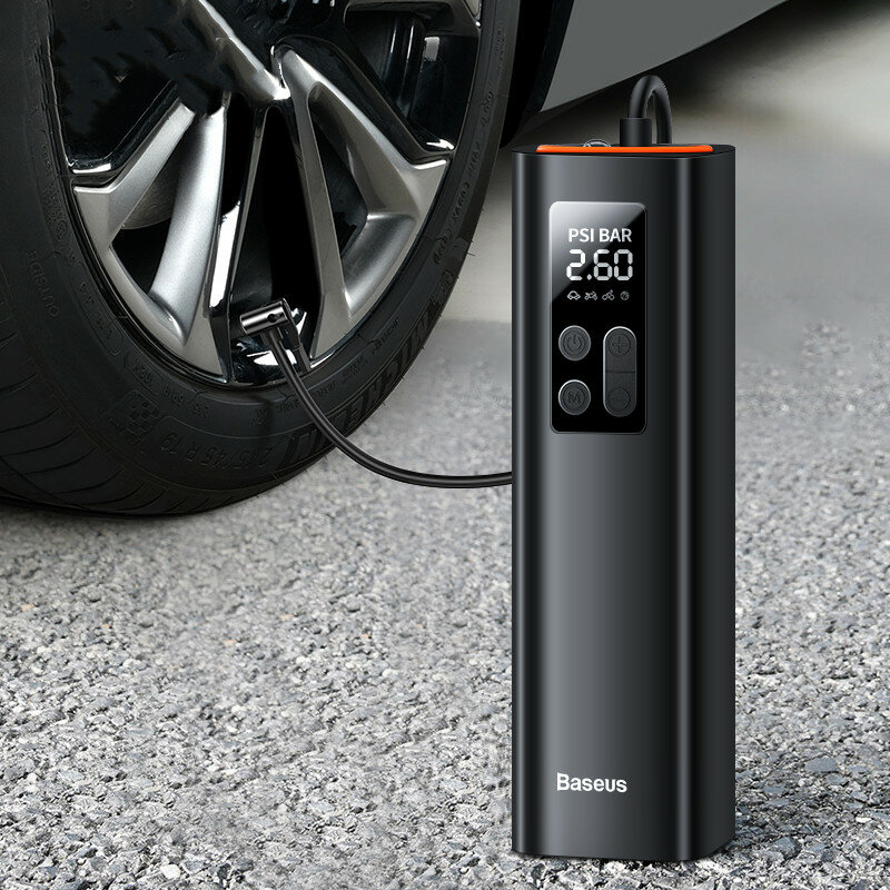 

Baseus 150PSI Portable Wired Inflator Pump Air Compressor Smart Digital Tire Pressure Detection Auto Tire Pump For Car B