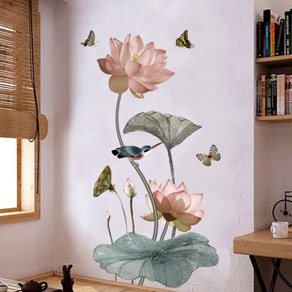 DIY Water Lilies Flower Chinese Calligraphy Wall Stickers Decal Home Decor Art Mural Decals Decor Removable Decal Decora, Banggood  - buy with discount