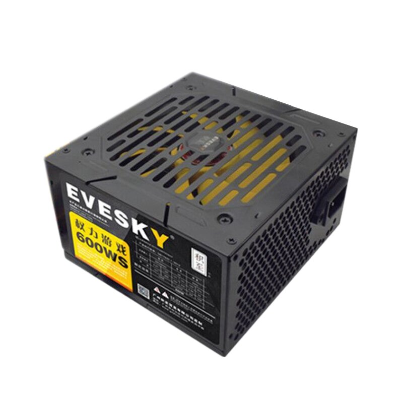 

EVESKY 600WS Computer Power Supply 12CM Fan Back Line Computer Host Power Supply Rated 400W Image Card Non-Modular