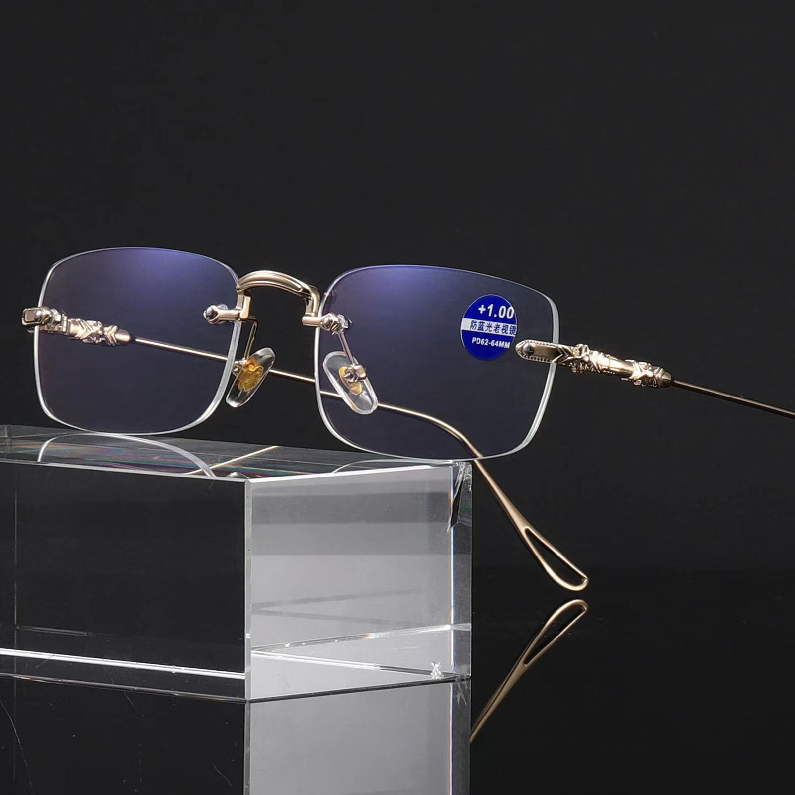 

Unisex Portable Cut Edge Frameless Casual HD Anti-Blue Light Reading Glasses