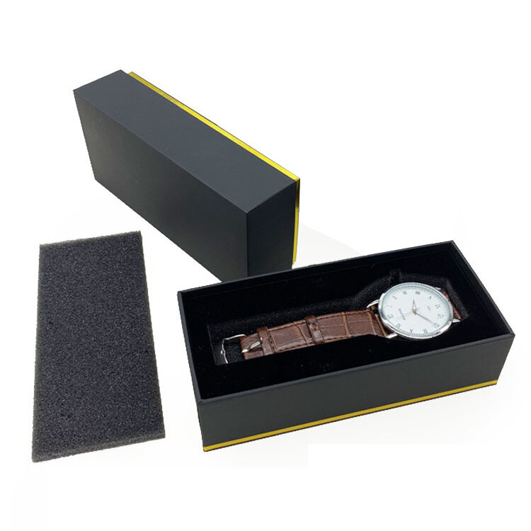 Business 16 * 7.3 * 4.3cm zwarte ketting horlogebox opbergdoos met spons