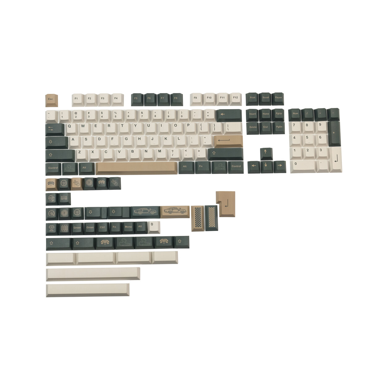 144 Keys Racing PBT Kecap Set Cherry Profile Sublimation Custom Keycaps voor mechanische toetsenbord