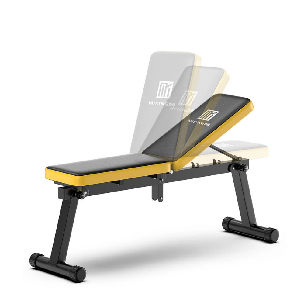 MIKING Folding Dumbbell Bench Multifunctional Sit Up Abdominal Bench Soft Home Gym Exercise Fitness Stool - Yellow