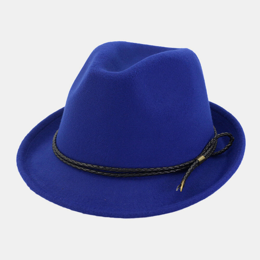 

Unisex Felt Vintage Casual Curve Brim Drawtring Adjustable Jazz Hat Top Hat Fedora