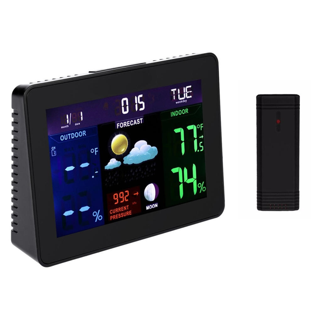 

TS-70 LCD Цифровая метеостанция Профессиональный черный Термометр Гигрометр Беспроводная сигнализация Часы с 1 передатчи