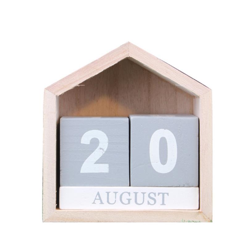 Vintage Design huis vorm eeuwigdurende kalender hout bureau houten blok Home kantoorbenodigdheden de