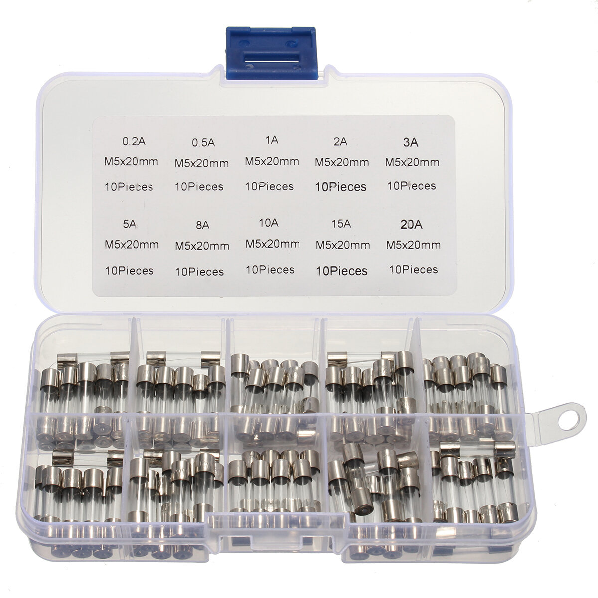 best price,100pcs,5x20mm,0.2a,20a,quick,blow,glass,tube,fuse,kit,coupon,price,discount