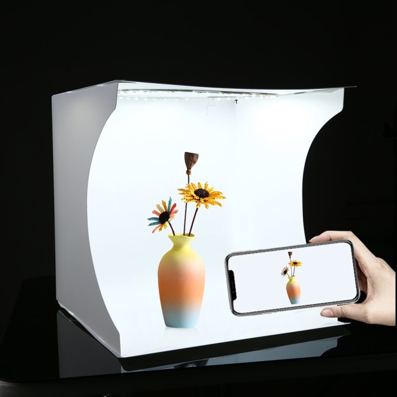 

Портативный студийный набор PULUZ, 3 цветовая температура, LED, кольцевая подсветка, складная, с 6-цветной фоновой ткань