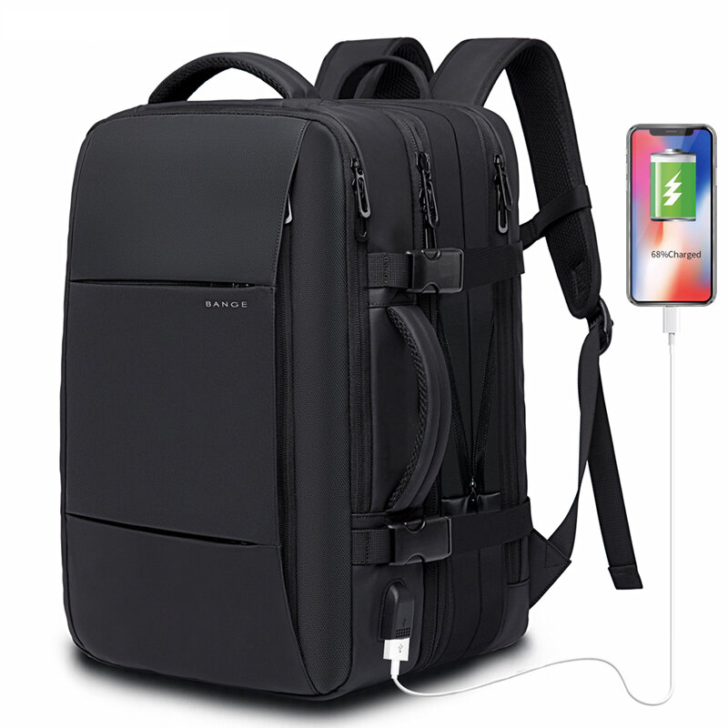 BANGE BG-1908 16 '' 38L Rozszerzalny duży pojemność USB Tactic Backpack 15,6-calowy laptop bagaż walizka wodoodporna kemping podróż plecak.