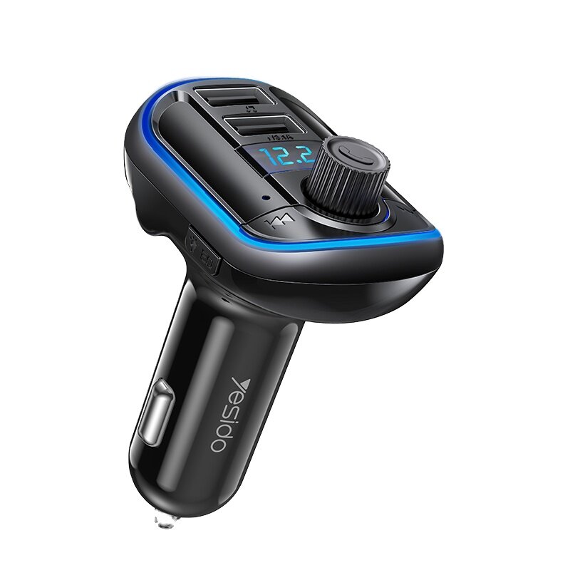 YESIDO Y44 bluetooth V5.0 FM Transmitter 2*USB Car Charger LED Digital Display Wireless Radio Adapte