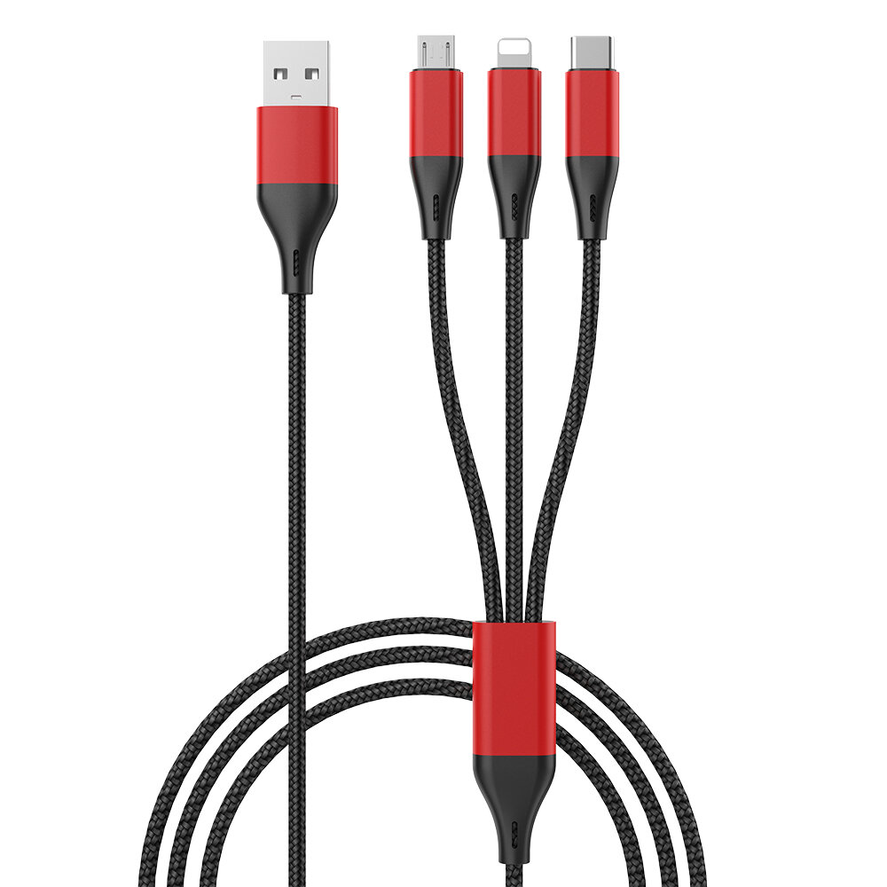 Bakeey 3-in-1 USB naar USB-C/Micro USB/iP-kabel 5A Snel opladen Datatransmissiekabel Lijn 1 m lang V