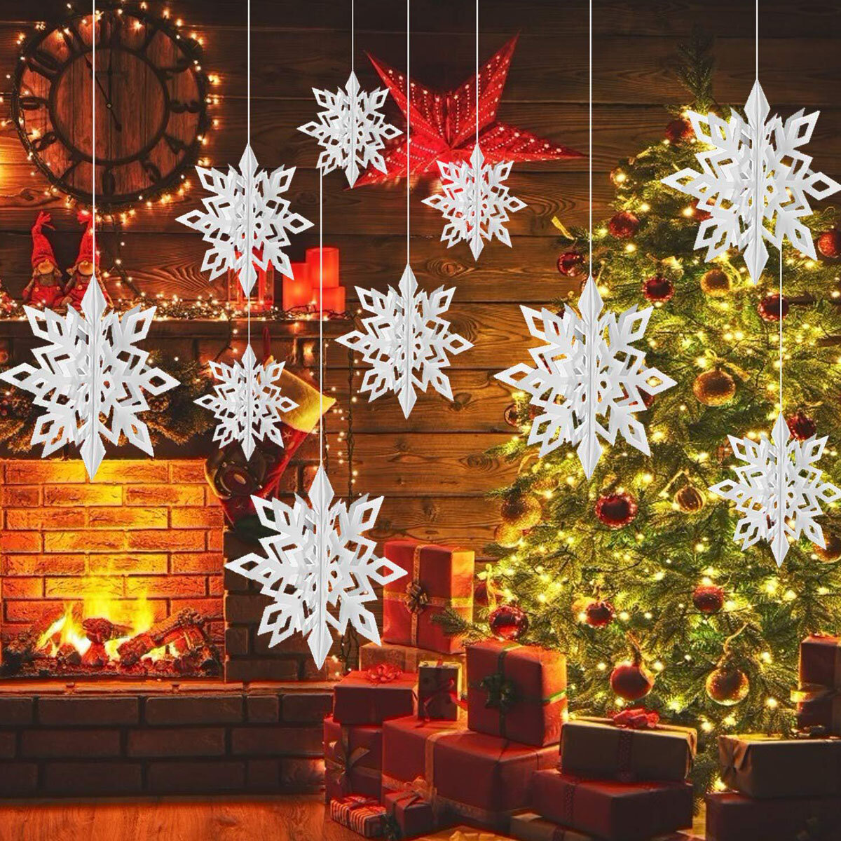 Snowflakes Hanging Decorations Christmas Party Pendant Xmas Ornaments Home Décor 