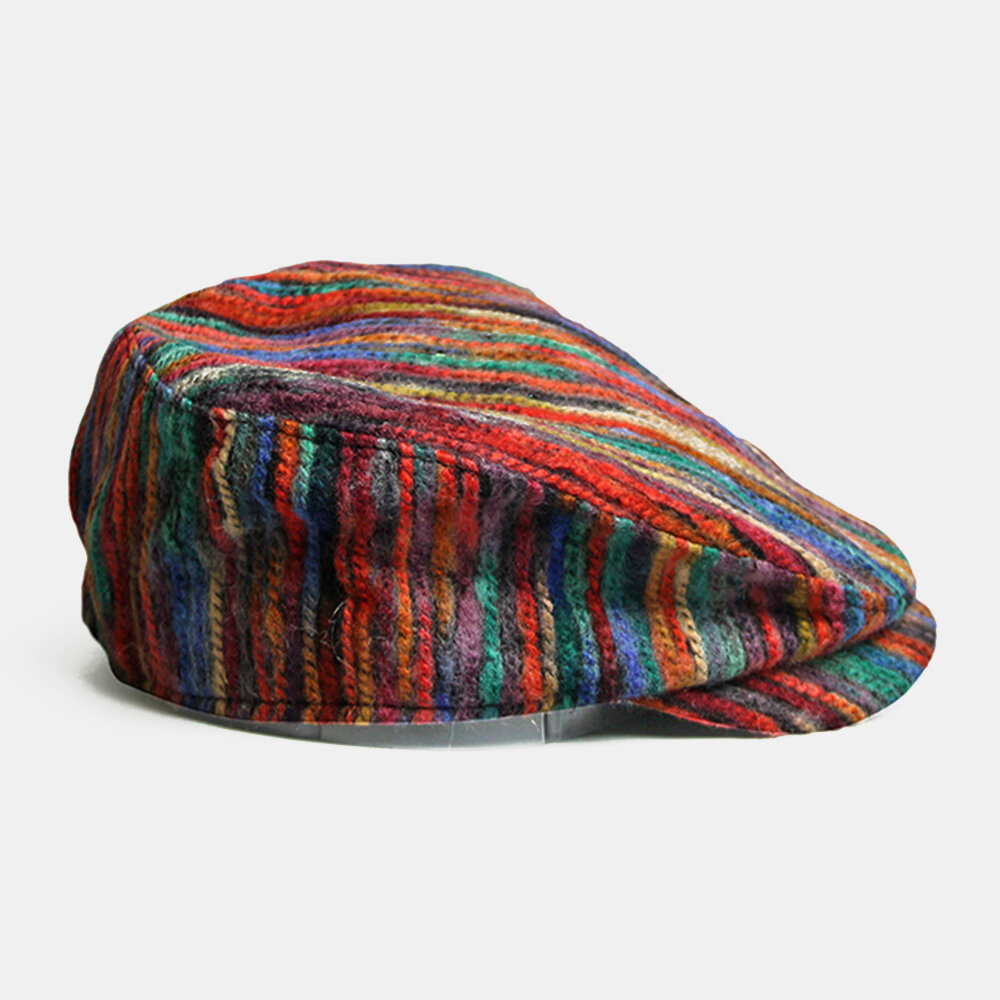 

Unisex Tie-dye Rainbow Mixed Color Stripes Pattern Ethnic Style Casual Personality Forward Hat Beret Hat