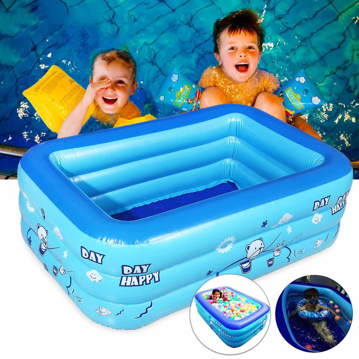 1.2/1.3/1.5M Large Inflatable Anti-slip Swimming Pool Outdoor Children Paddling Bathtub