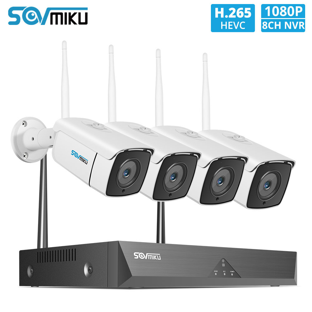 SOVMIKU SWK-4HT822 8CH 1080P Wireless CCTV System 4pcs 2MP Outdoor Wifi IP...