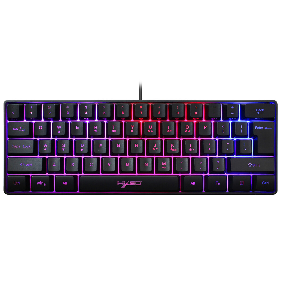 

HXSJ V700 61 клавиша для игр Клавиатура Проводная RGB-подсветка с несколькими сочетаниями клавиш Мини-мембрана Клавиатур