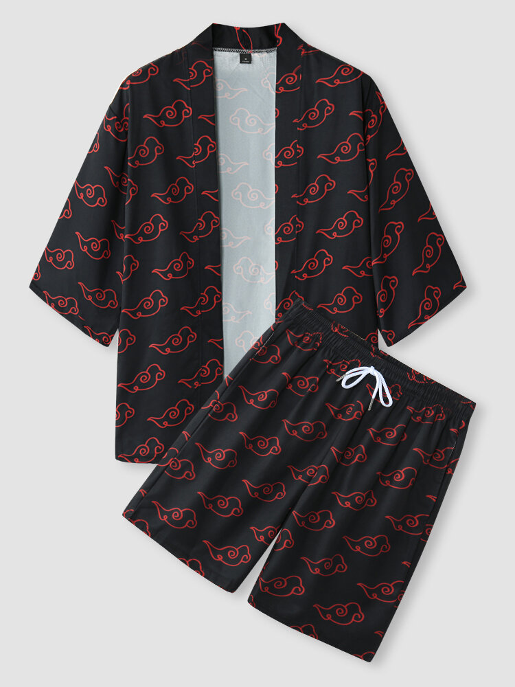 

Мужские кимоно из двух частей с облачным принтом в японском стиле