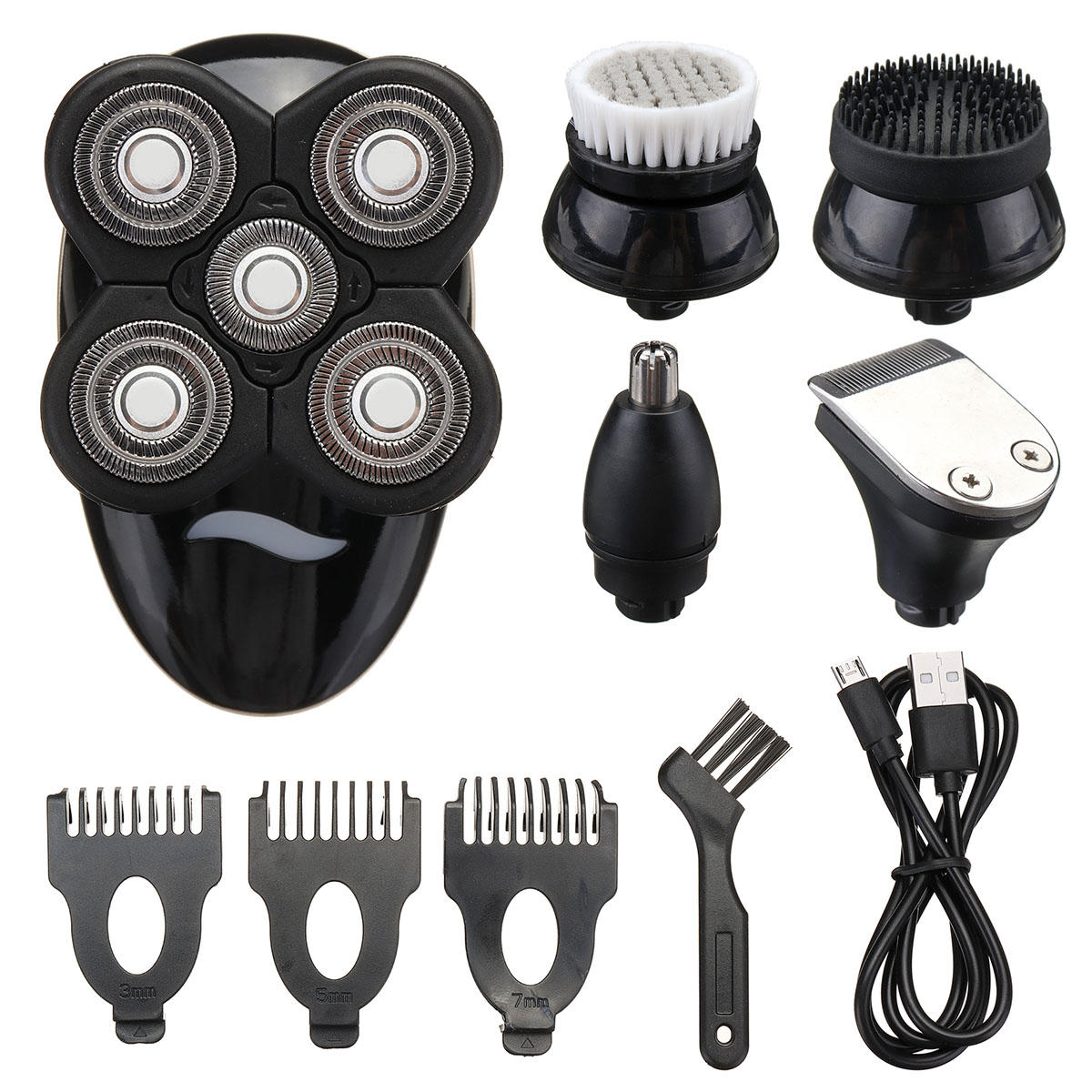 5 In1 Wet Dry 4D Rechargeable Shaver Razor Cordless Hair Clipper Trimmer Groomer Waterproof