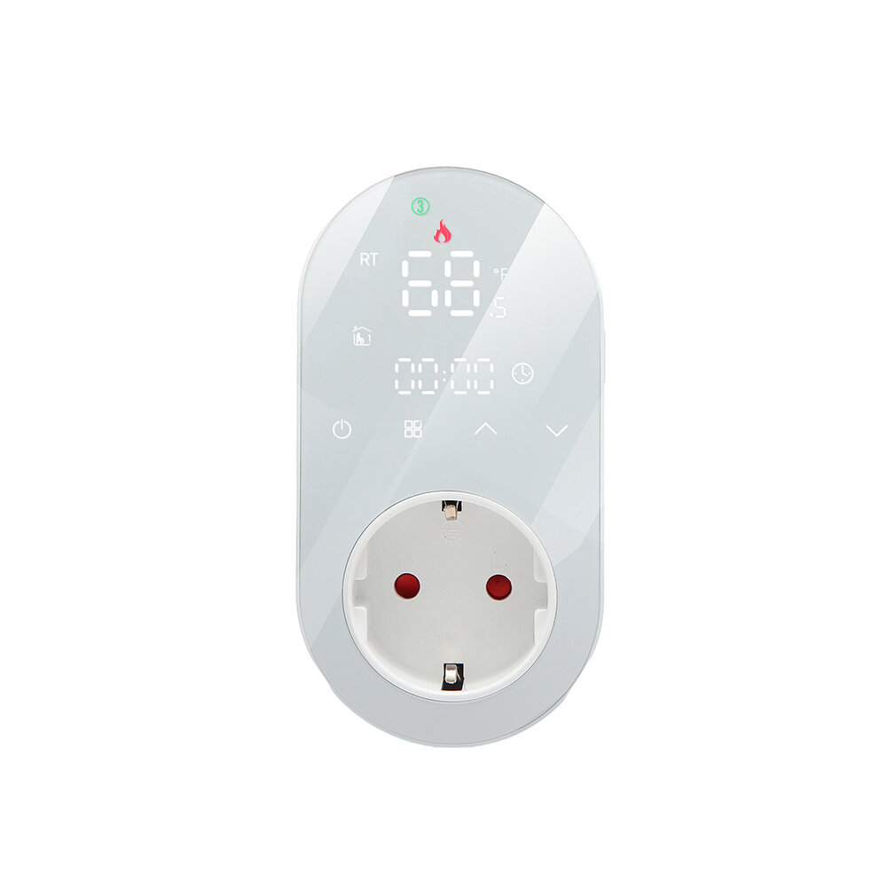 

Tuya WiFi 16A Digital Thermostat Outlet EU Plug Touch Screen Timing Dual Temperature Controller Wireless APP Monitoring