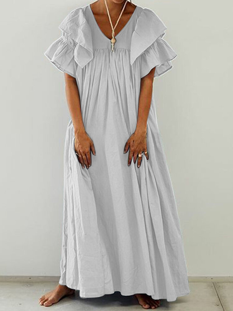 solid maxi dress with sleeves