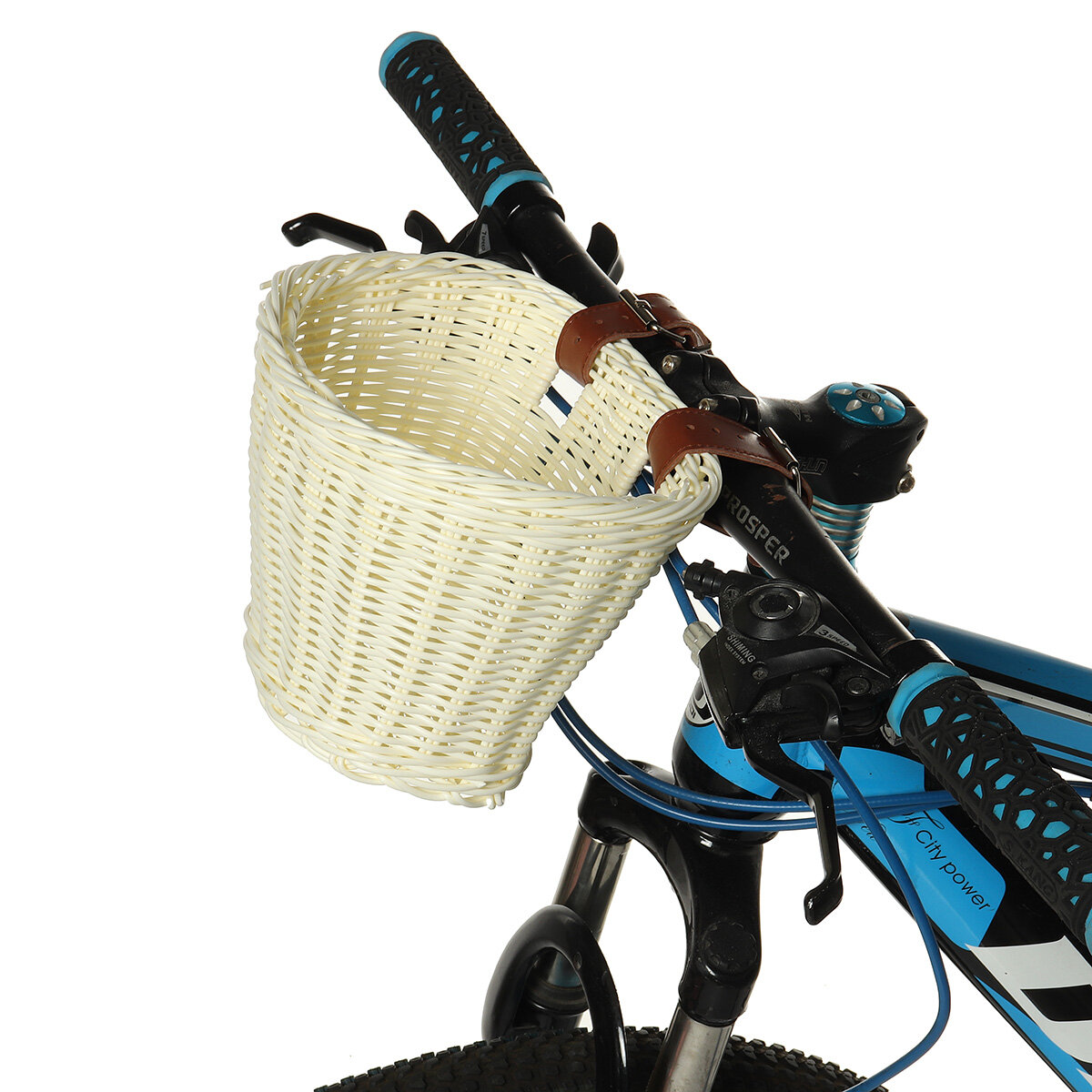 BIKIGHT Kids Children's Rattan Bicycle Bike Front Basket Leather Strap Shopping Storage Case Kids Bike DIY Accessories