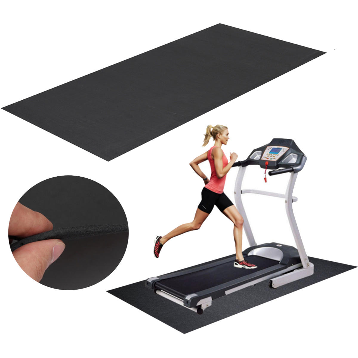 150x75cm schwarze Laufbandmatte Outdoor Sports Fitness Yoga Mats Running Machine Pad