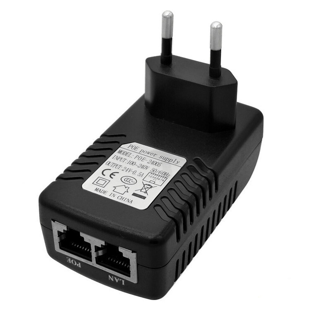 100M POE alimentation LAN adaptateur Ethernet réseau 24V 0.5A 1A prise EU pour pont réseau sans fil AP POE caméra
