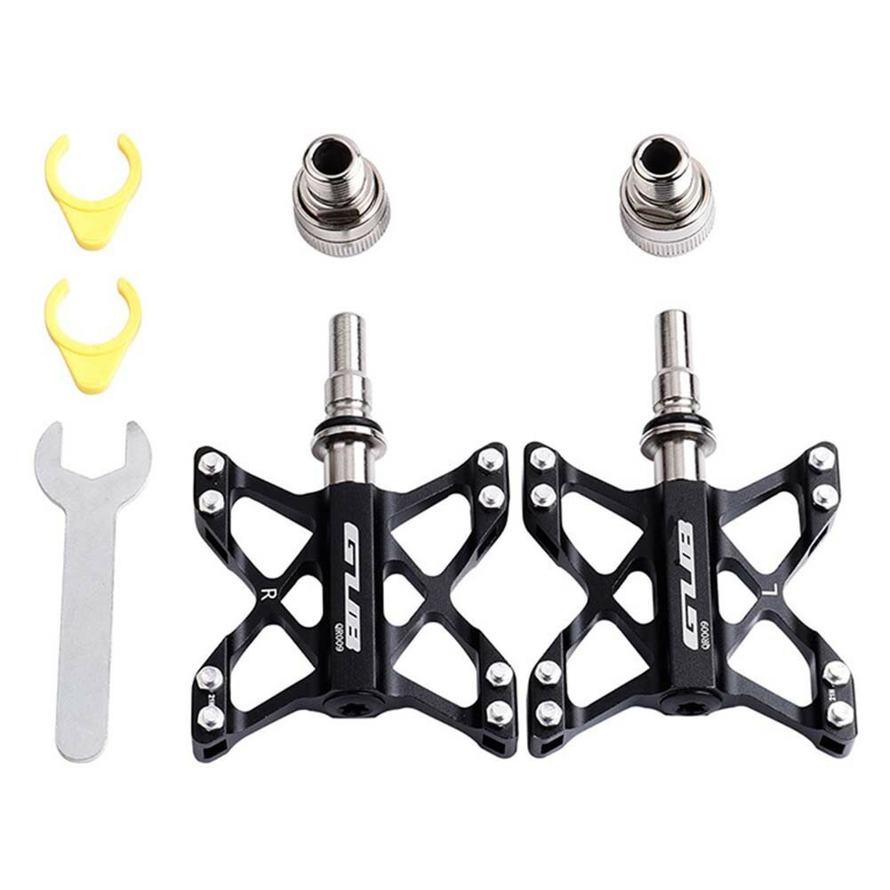 GUB QR-009 1 Pair Flat Bike Pedals Anti-slip Left/Right Distinction Quick Release Buckle Bicycle Cycling Parts