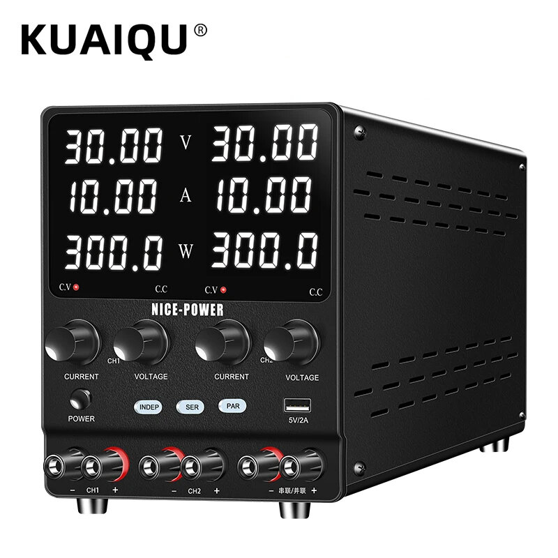 

KUAIQU Adjustable Dual-Channel Power Supply Series Parallel Independent Triple Output Function Bench Power Supplies Char