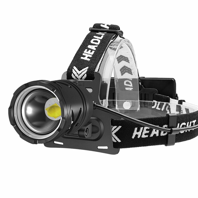 Imagen de Linterna frontal LED brillante XHP70 de largo alcance, recargable, con enfoque ajustable, iluminación exterior.