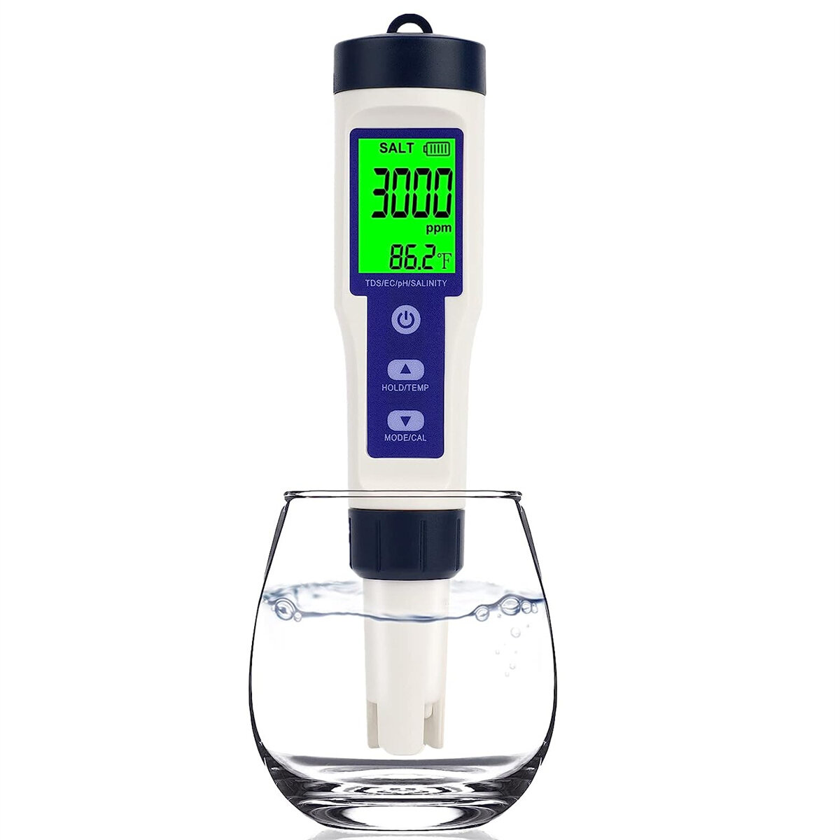 

5 in1 Pool Salt Tester Digital Salinity Meter High Accuracy IP67 Waterproof with PPM PPT % Display Auto-Off Energy Effic