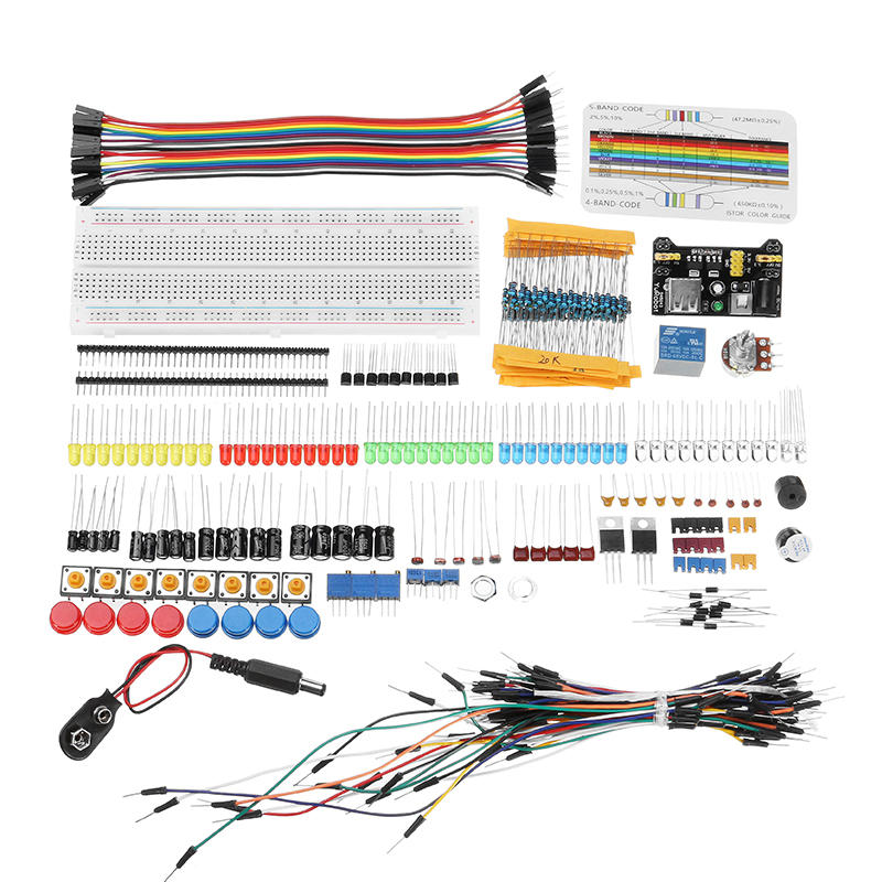 Electronic Components Junior Kit With Resistor Breadboard Power Supply Module ForWith Plastic Box Package
