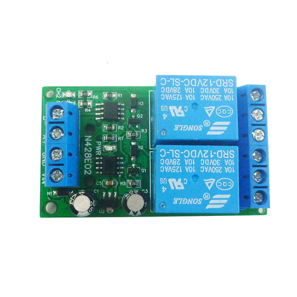 

N428E02 DC 12V 2CH RS485 Modbus RTU Relay Module UART Serial Port Switch PLC Digital Output Expansion Module Board