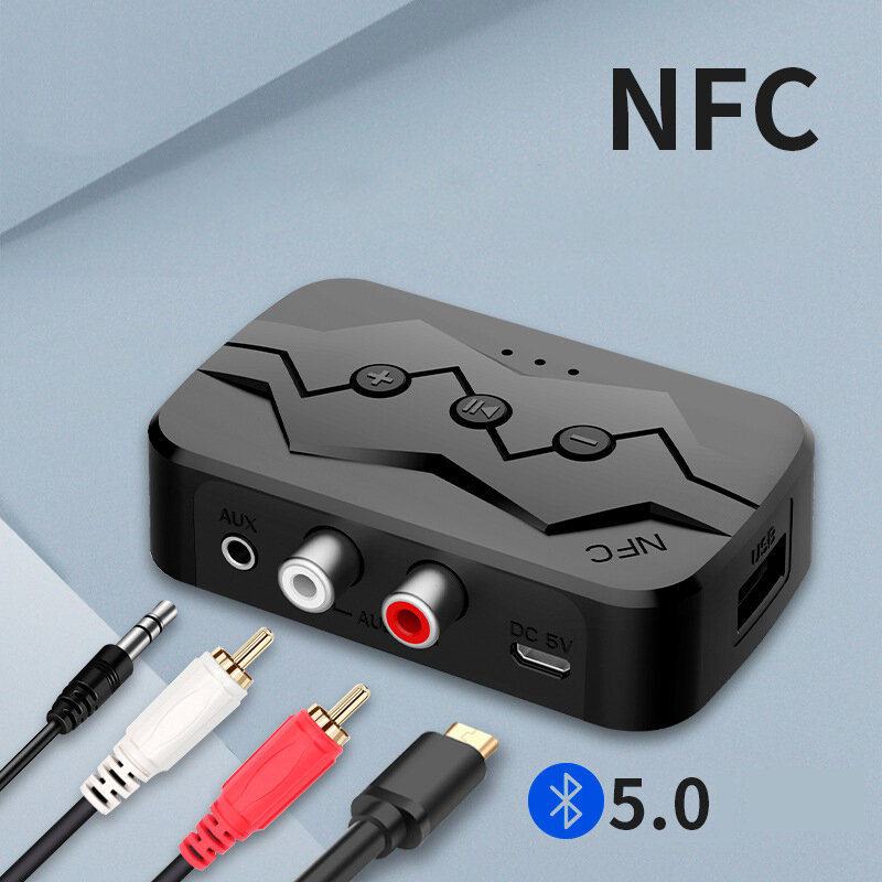 

Bakeey M23 NFC-enabled bluetooth V5.0 Audio Transmitter Receiver 3.5mm Aux 2RCA Memory Card Wireless Audio Adapter For T