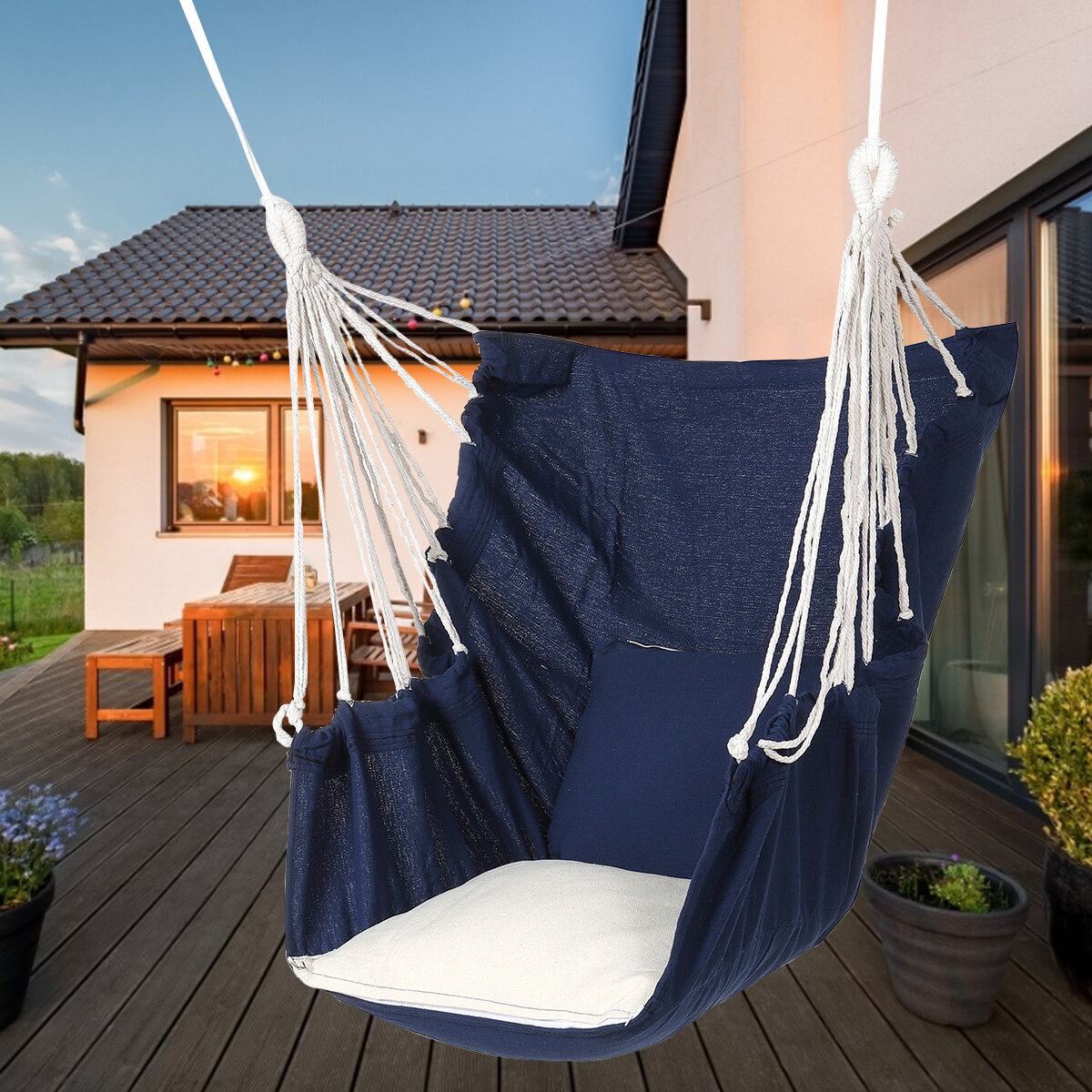 

Hanging Rope Chair Max Load 200KG Hammock Swing Seat Indoor Outdoor Patio Porch Garden Supplies