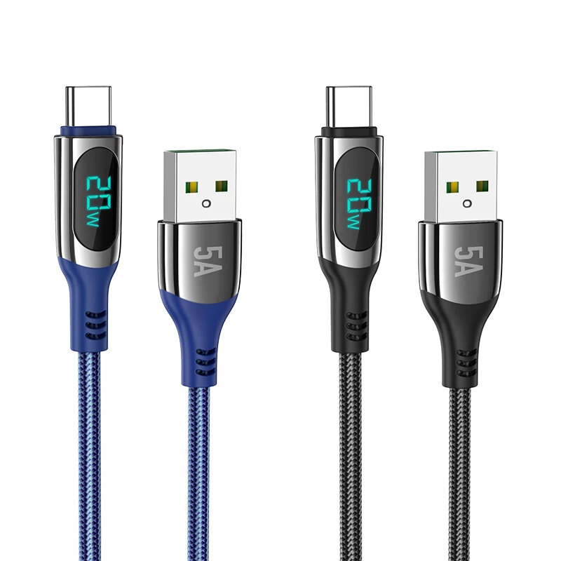 

HOCO S51 USB to USB-C LED Display Cable 5A USB-C PD3.0 Power Delivery QC4.0 Fast Charging Data Transmission Cord Line 1m
