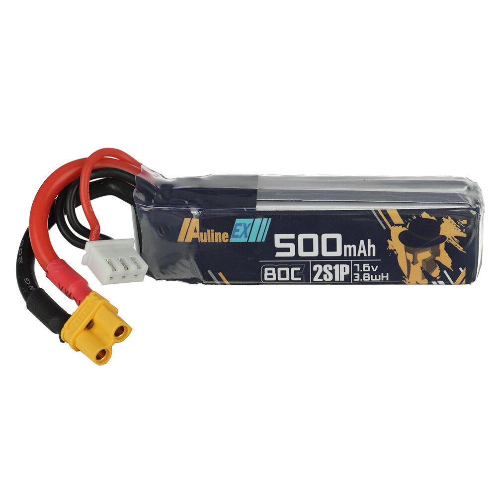 Auline EX 7.6V 500mAh 80C 2S HV Lipo-batterij XT30 Plug voor 2 inch 2,5 inch tandenstoker FPV Racing