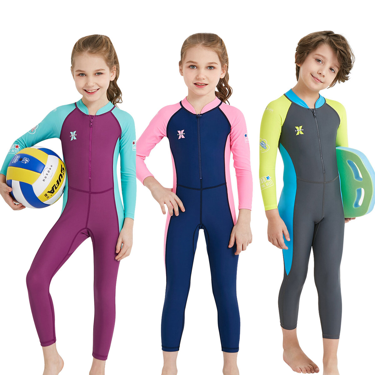 UPF50+ UV-Proof Children Full Body Wetsuits Kids Swimwears Diving Suits For Boys Girls Surfing Water Sports