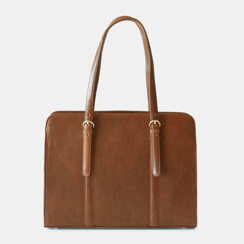 Women PU Leather Large Capacity Multi-pocket Casual Business Convertible Tote Handbag Crossbody Bag