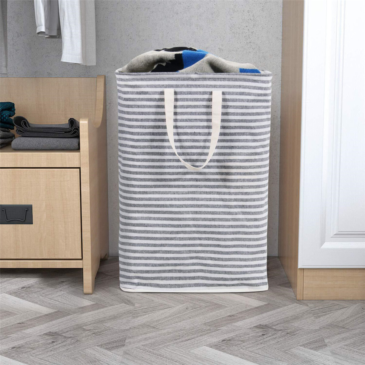 

Large Capacity Storage Box Folding Dirty Clothes Hamper Sundries Storage Moisture Proof Cotton Linen Widened Portable