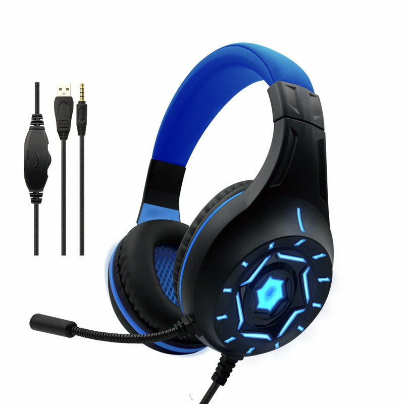 KOMC G315 Gaming Headphones 3.5mm Wire USB 7.1 Virtual Surround Channel RGB with Mic Over Ear Wired 