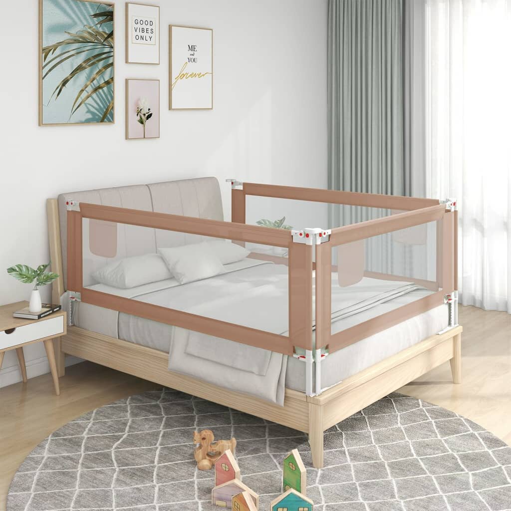 

[EU Direct] vidaxl 10224 Toddler Safety Bed Rail Taupe 200x25 cm Fabric Polyester Children's Bed Barrier Fence Foldable