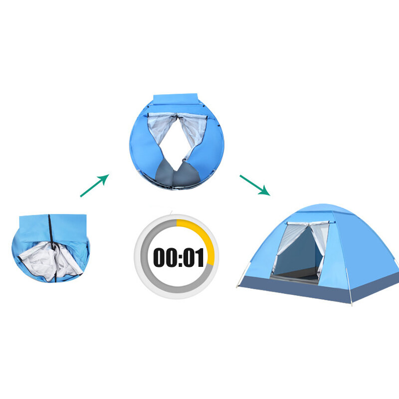 4人用2 * 2 * 1.25M自動セットアップファミリー屋外キャンプテントUVプルーフキャンプテント超軽量インスタントシェードテント