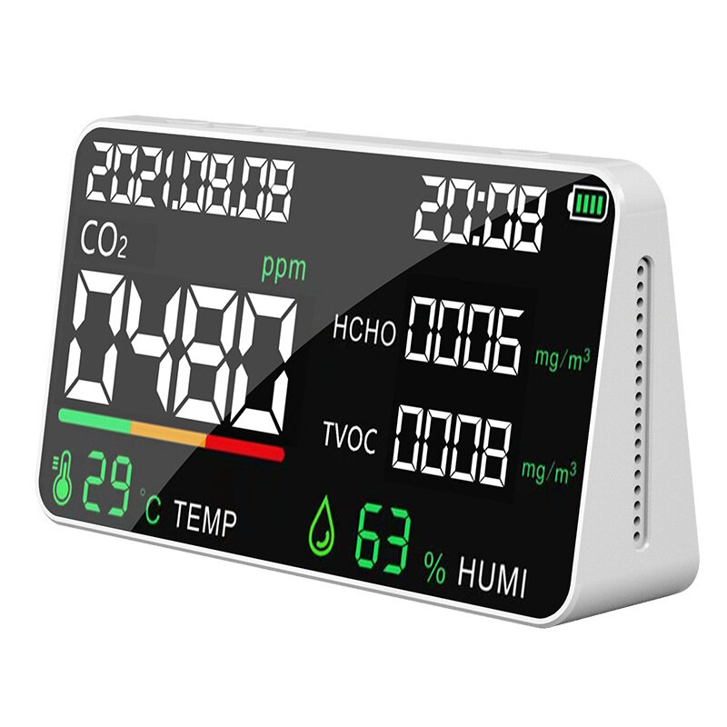 Infrarood NDIR Kooldioxide Detector CO2 Luchtkwaliteit Monitoring Detector Display Temperatuur Vocht