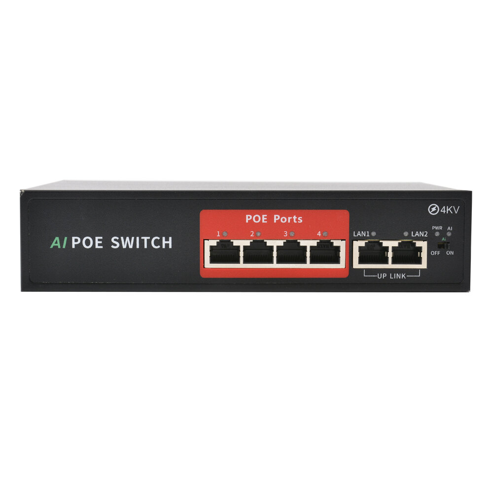 

6 Port Ethernet Switch POE Network Switch Ethernet Splitter 10/100Mbps 250m 48V Transmission Network for Wireless AP Mon