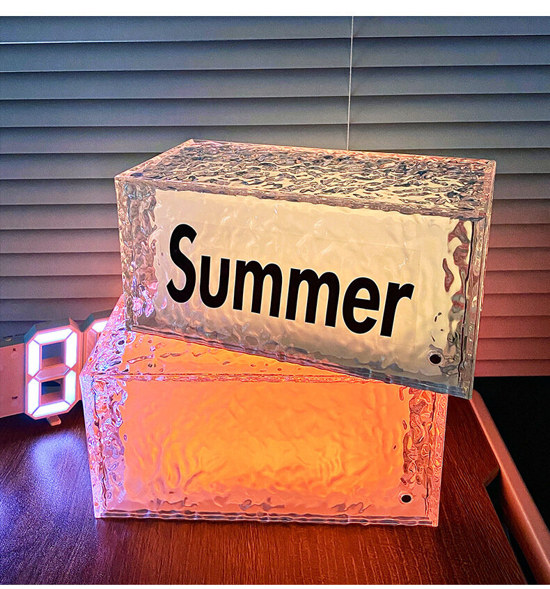 USB Oplaadbare RGB Ice Cube Nachtlampje Creatieve Ijssteen Decoratieve Slaapkamer Woonkamer Tafellam